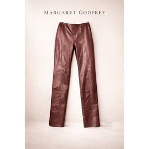 Vintage Margaret Godfrey Metallic Leather Pants Size 8 Rose Copper Straight Leg